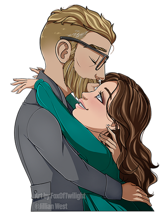 Chibi Couple forehead kiss